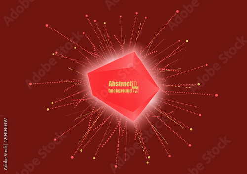 Abstract faceted element cracked into multiple fragments. Explosion effect. Eps10 Vector illustration.