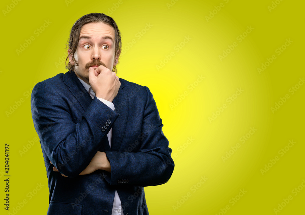 Handsome young man doubt expression, confuse and wonder concept, uncertain future Handsome young man doubt expression, confuse and wonder concept, uncertain future