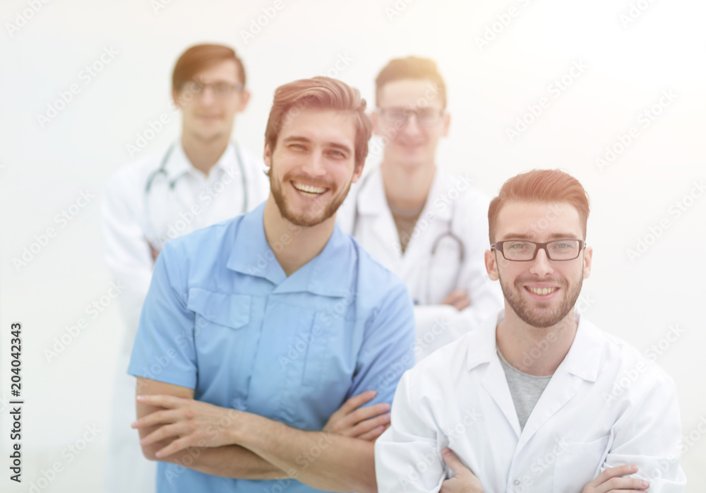 smiling team of young doctors.