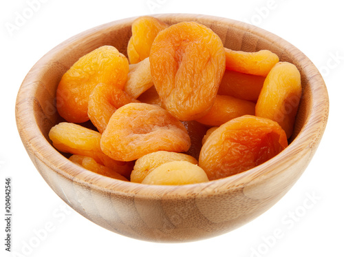 Dried apricots on white