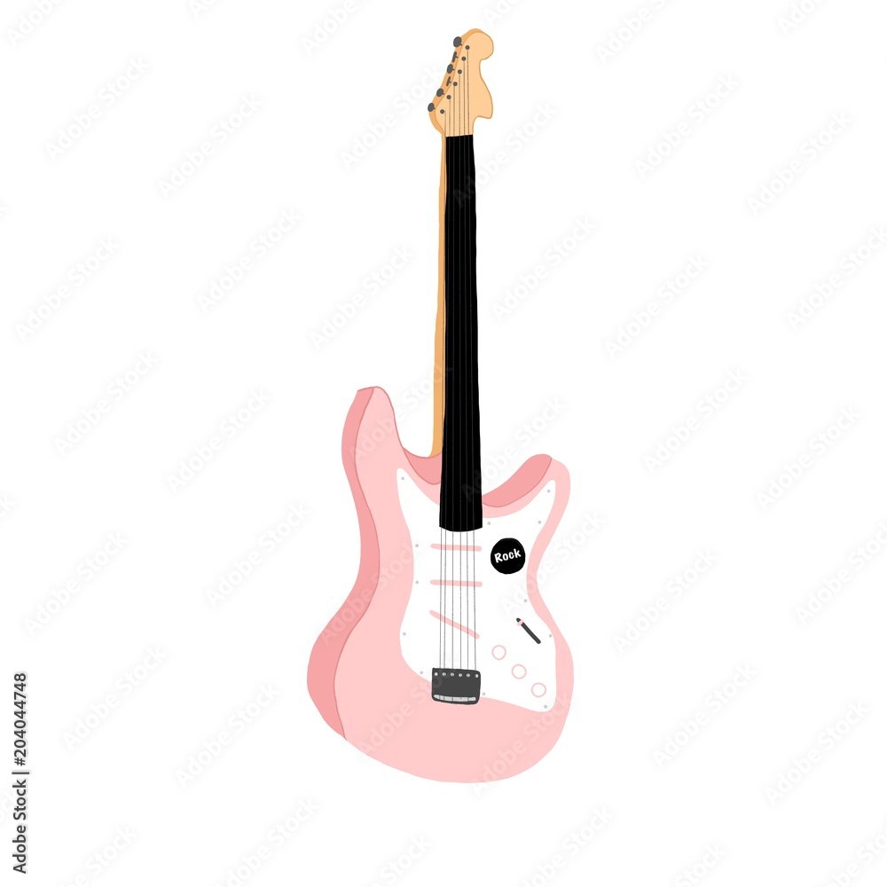 ピンクのギター 白背景の可愛いイラスト Stock Illustration Adobe Stock