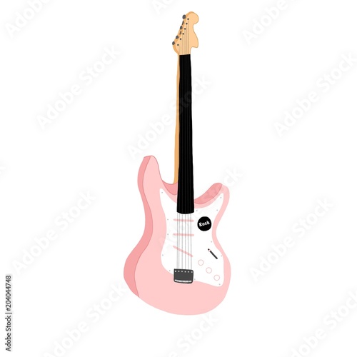 ピンクのギター 白背景の可愛いイラスト Ilustracion De Stock Adobe Stock