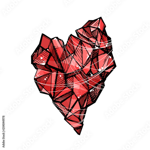 Vector sketch of crystal heart