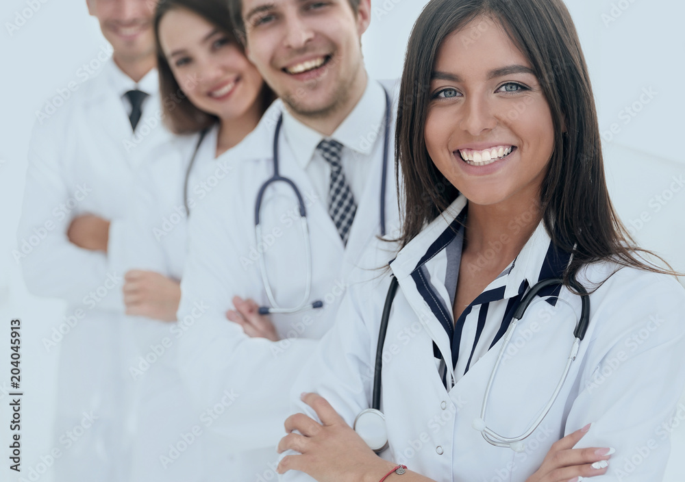 female doctor with group of happy successful colleagues female doctor with group of happy successful colleagues