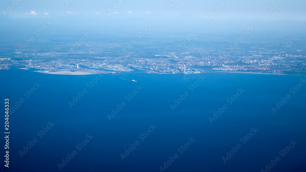 Malmö, Sweden seen from an airplane.