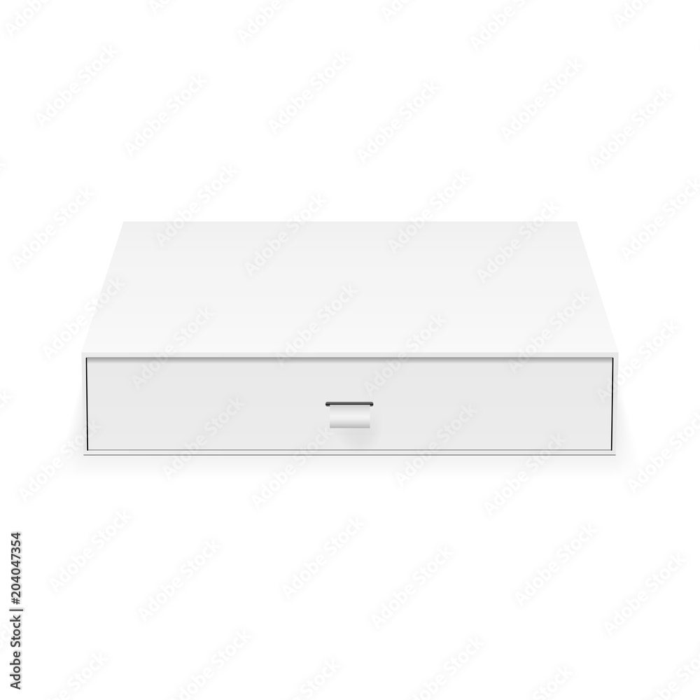 Sliding box mockup isolated on white background - front view. Vector illustration Sliding box mockup isolated on white background - front view. Vector illustration