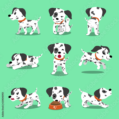 Vector cartoon character dalmatian dog poses