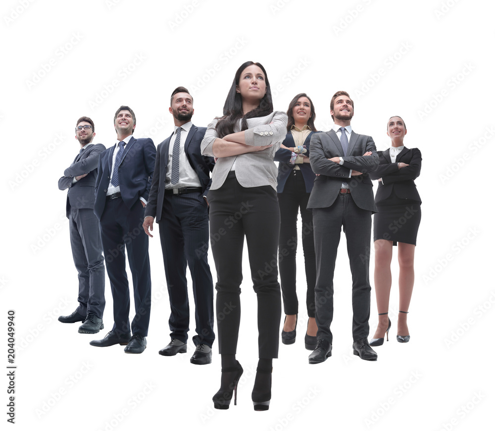 Obraz premium happy successful business team isolated on white background
