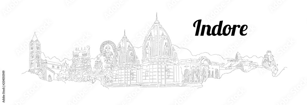 INDORE city hand drawing illustration