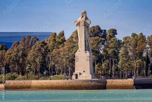 Monument to the Discoverer Faith, also known as Columbus monument in Huelva, Spain.