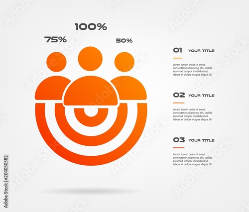 Personal growth target infographics. Element of chart, graph, diagram with 3 options - parts, processes, timeline. Vector business template for presentation, workflow layout, annual report, web design