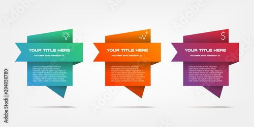 Gradient infographics step by step. Element of chart, graph, diagram with 3 options - parts, processes, timelines. Vector business template for presentation, banners. Abstract form