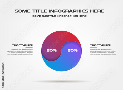 Yin Yang of percentage infographics, 50 50. Element of graph, diagram with 3 options - parts, processes, timeline. Vector business template for presentation, workflow layout, annual report, web design