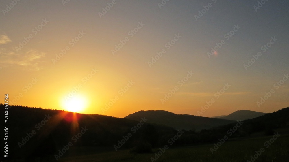 Beautiful Sunrise in Beskid Mountains