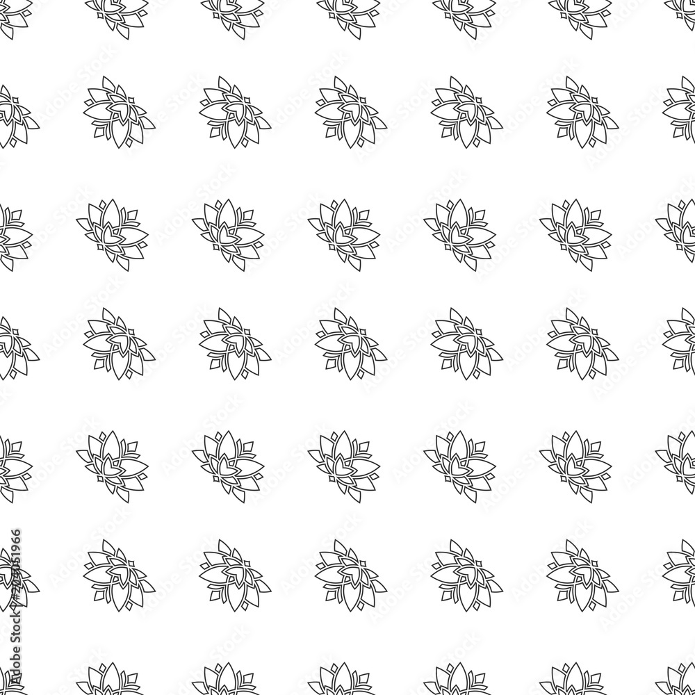 Fototapeta premium Lotus outline seamless pattern. Background from indian flowers for your website. Indian backdrop for fabric. Vector illustration