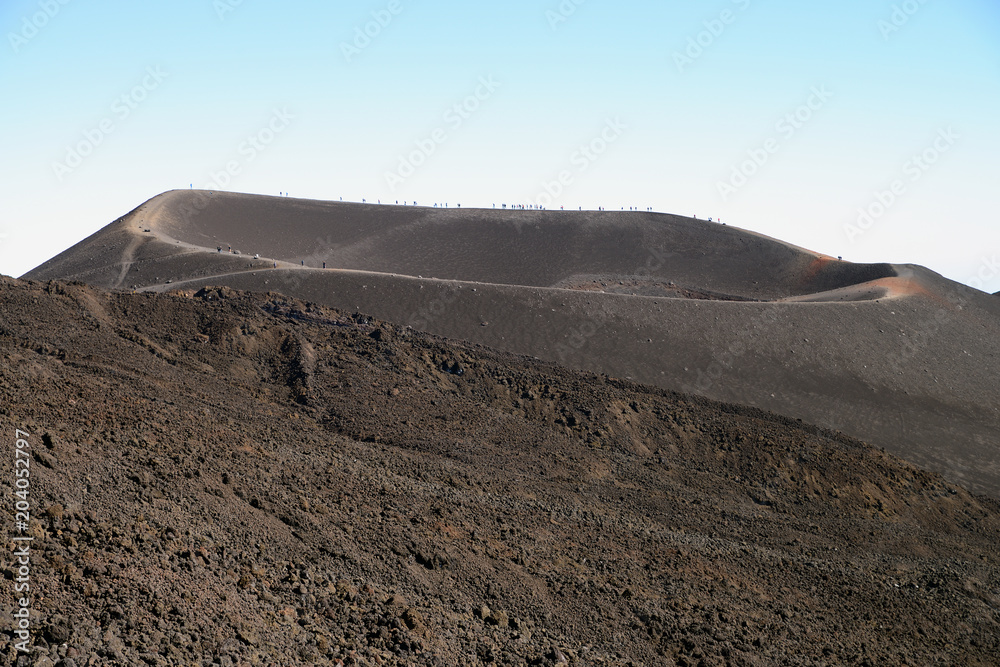 Small Volcanos on the mountainside of Mount Etna, Sicily, Italy