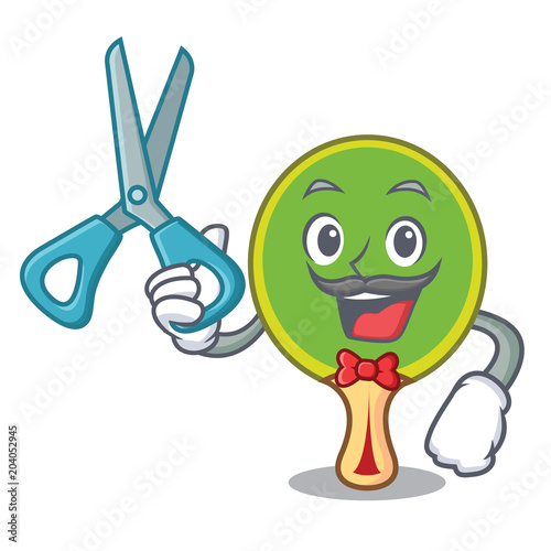 Barber ping pong racket character cartoon