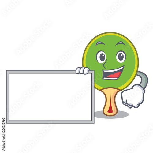 With board ping pong racket character cartoon