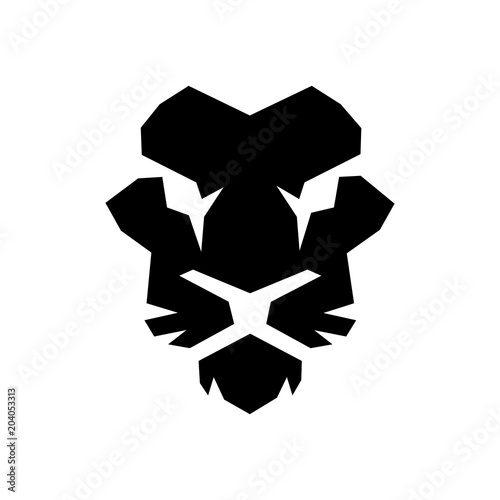 Fototapeta Naklejka Na Ścianę i Meble -  Face lion black color logo icon