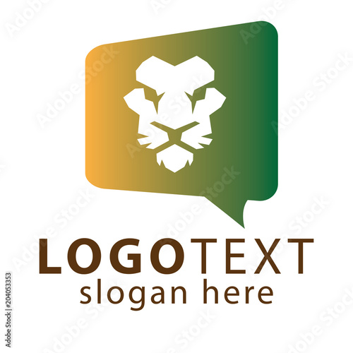 Fototapeta Naklejka Na Ścianę i Meble -  Talk with Lion Head Logo Vector Template