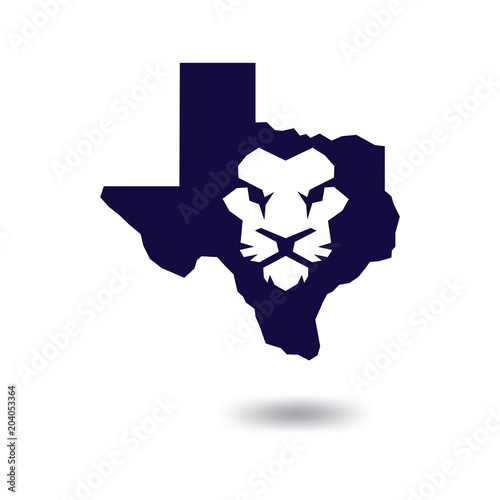 Fototapeta Naklejka Na Ścianę i Meble -  texas map with Lion Head Logo Vector Template