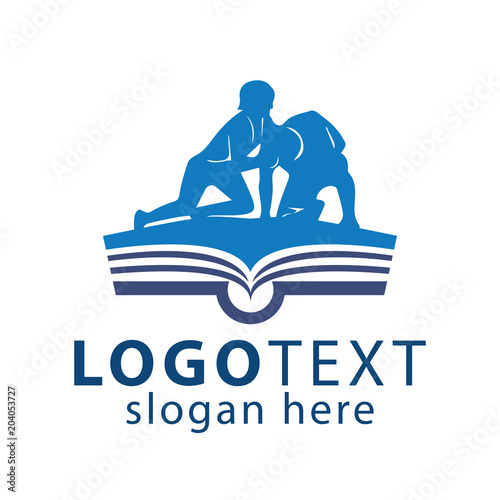 Book with wrestlers logo vector