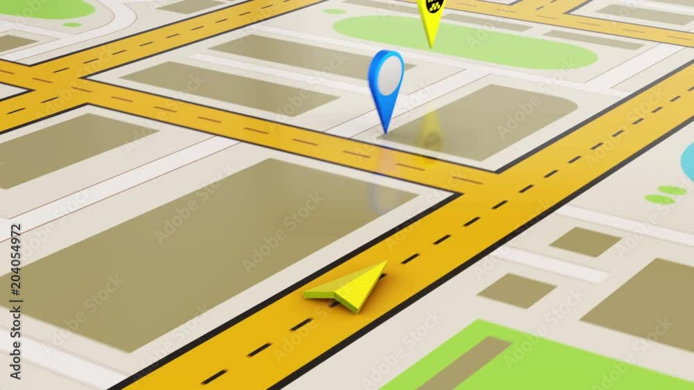 Taxi service and pointer map location urban destination 3D animation ...