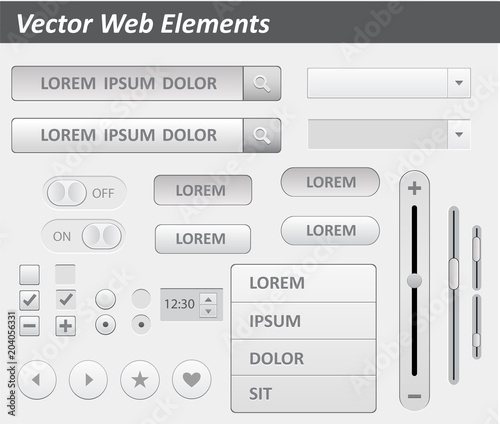 Pack of Flat design ui kit vector for webdesign in pink color. Style flat ui kit design elements set for web design