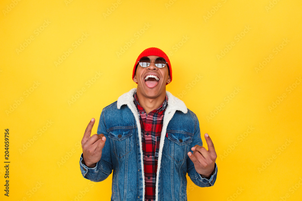 Rebellious black man on yellow Rebellious black man on yellow