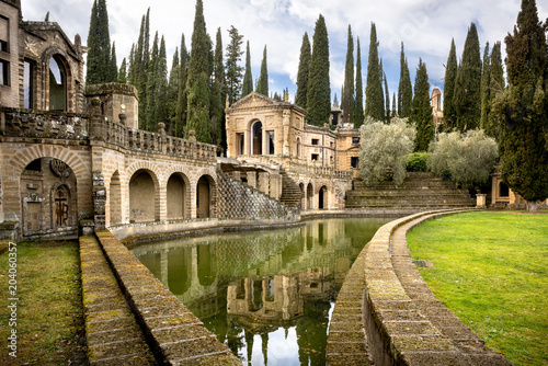 Montegabbione: Scarzuola, the Ideal City, the surreal work of art designed. Inside the park of ancient Catholic sanctuary in the country of Umbria region. Italy