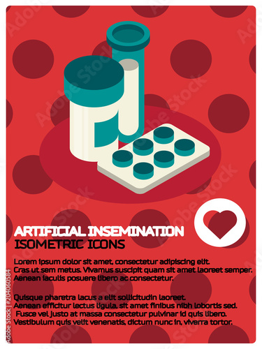 Artificial insemination color isometric poster