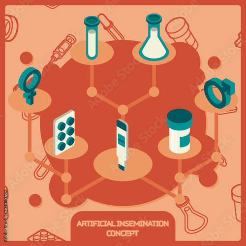 Artificial insemination icon set