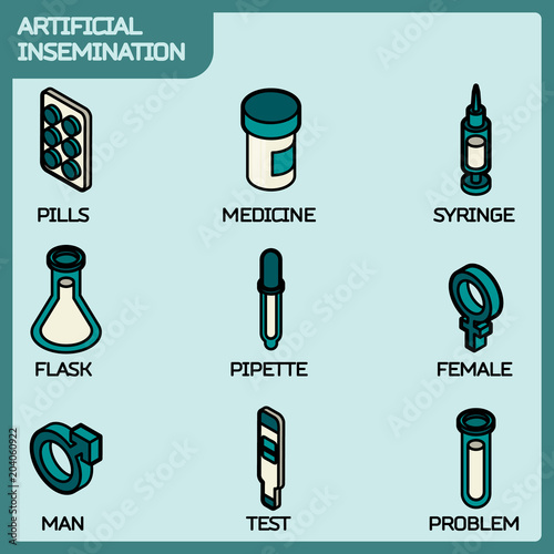 Artificial insemination icon set
