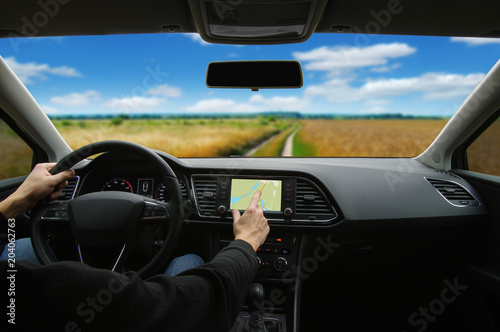 Man using GPS navigation