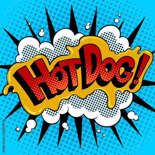 Hot dog word comic book pop art vector