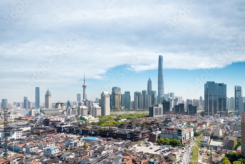 Photography modern skyline and old city area