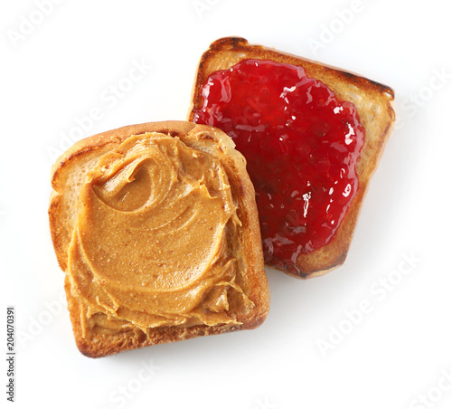 toasted bread with peanut butter and jam