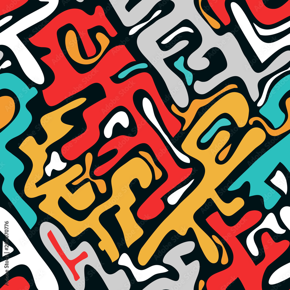 Obraz premium colored abstract seamless pattern in graffiti style. Quality vector illustration for your design