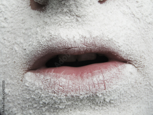 lips covered with powder photo