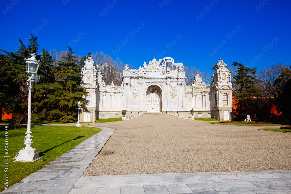Dolmabahce Palace on the European coast of the Bosphorus in Istanbul, Turkey