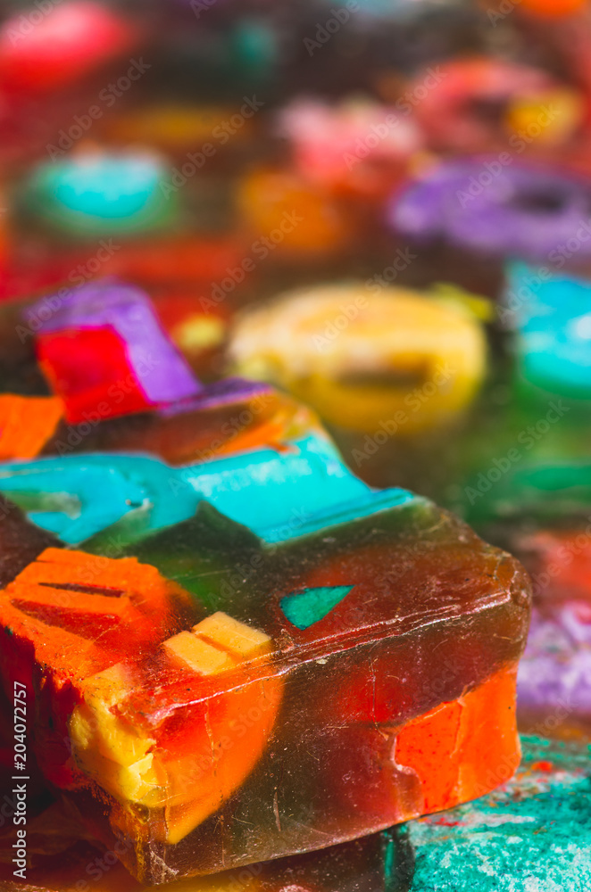 Close up of  a multicolored handmade soap 