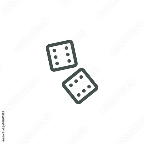 black and white frameless linear icon of two dice
