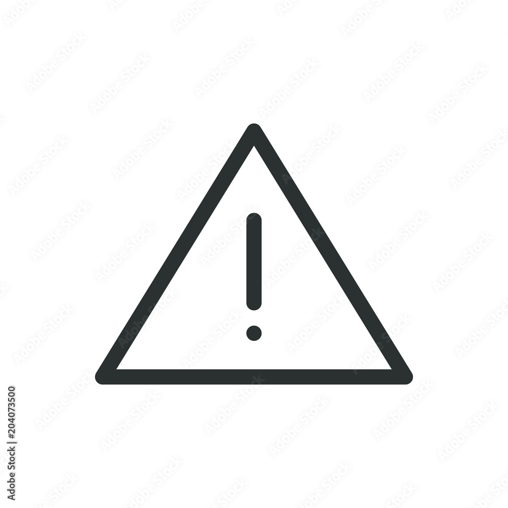 Black and white line art warning icon Black and white line art warning icon