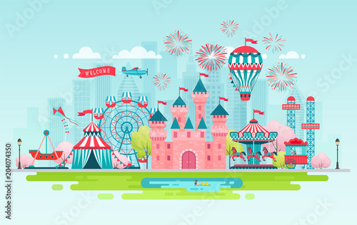 Amusement park landscape banner