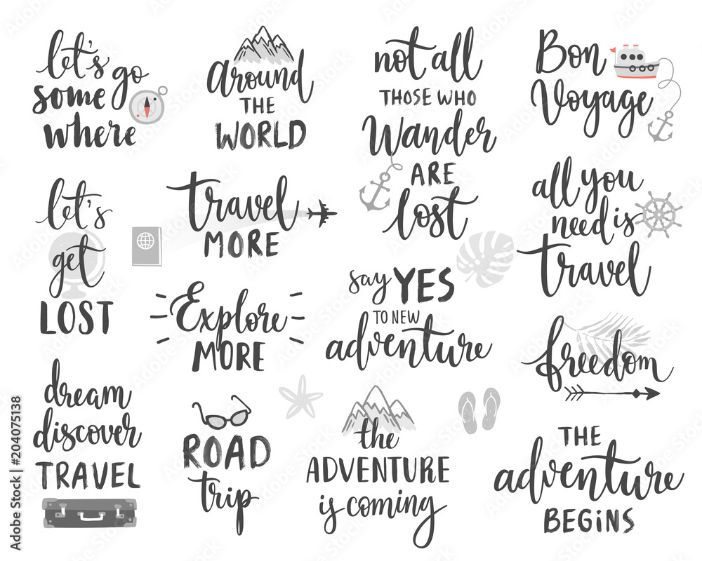 Fototapeta premium Travel Lettering Design Set