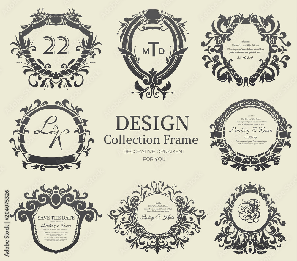 Luxury label or King place symbol element with decorative calligraphy object set. Template for classical card, invitation, identity cover design, packaging, hipster stamp. Vector illustration concept Luxury label or King place symbol element with decorative calligraphy object set. Template for classical card, invitation, identity cover design, packaging, hipster stamp. Vector illustration concept