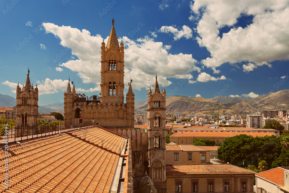 PALERMO, SICILY, ITALY - View from the roof of The Cathedral at Palermo