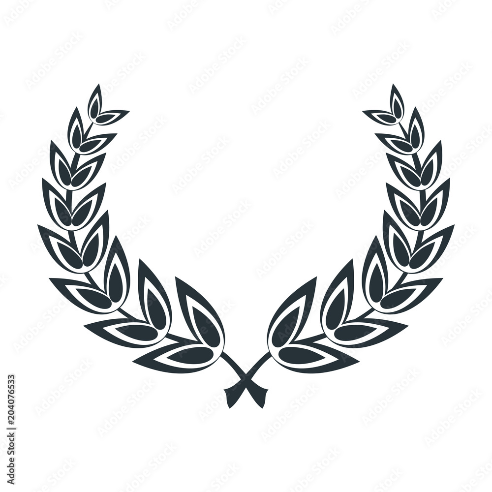 Wreath and a round frame of laurel leaves. A symbol of victory in competition and competition, a reward for success and the first place. Flat vector cartoon objects isolated on white background. Wreath and a round frame of laurel leaves. A symbol of victory in competition and competition, a reward for success and the first place. Flat vector cartoon objects isolated on white background.