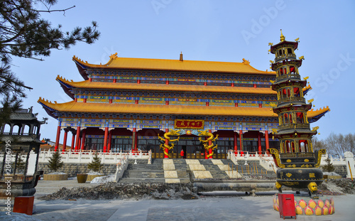 Chinese temple in Harbin, China photo