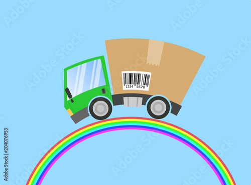 Delivery truck, abstract rainbow